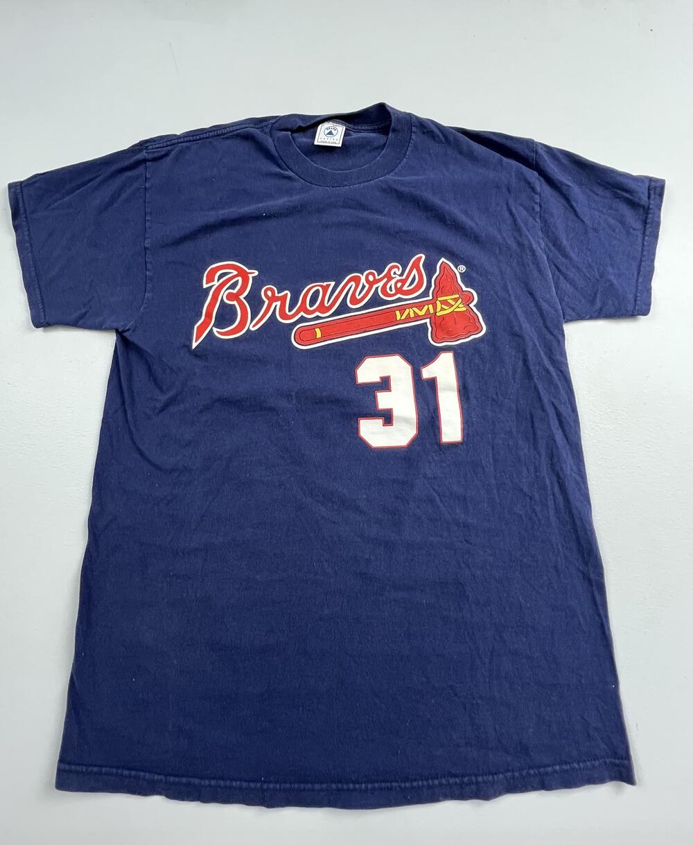 Vintage Atlanta Braves Shirt Mens Large MLB Baseball Delta Greg Maddux 31 USA